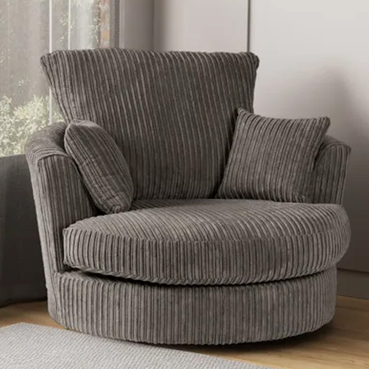 Swivel Chair - CORDURA Jumbo Cord Chair Grey - Home Done