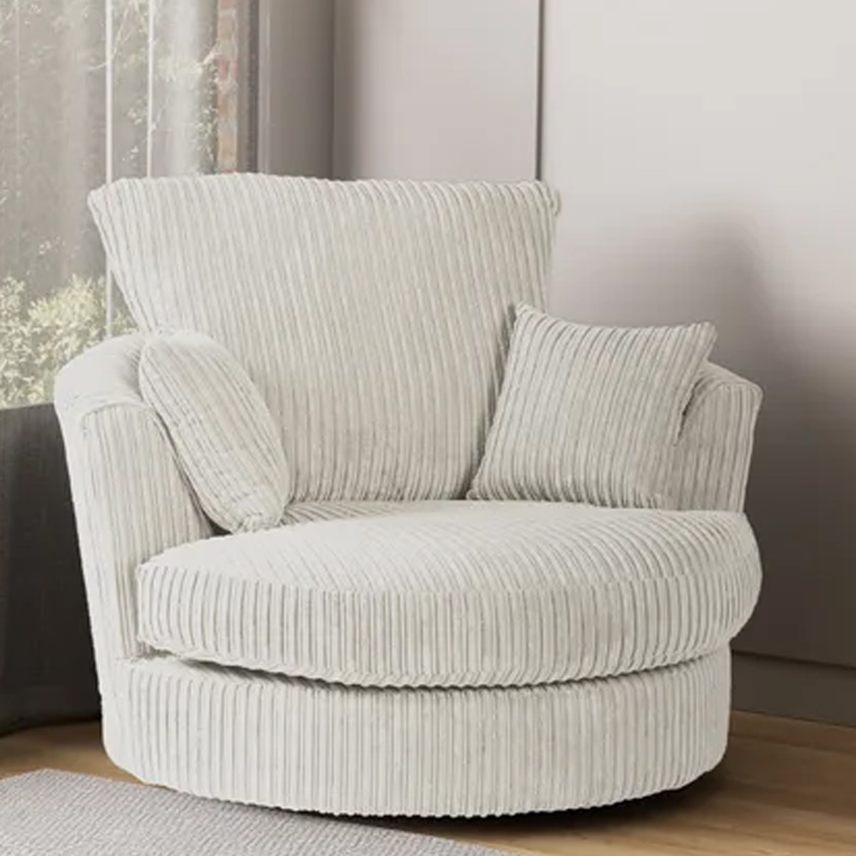 Swivel Chair - CORDURA Jumbo Cord Chair Cream - Home Done