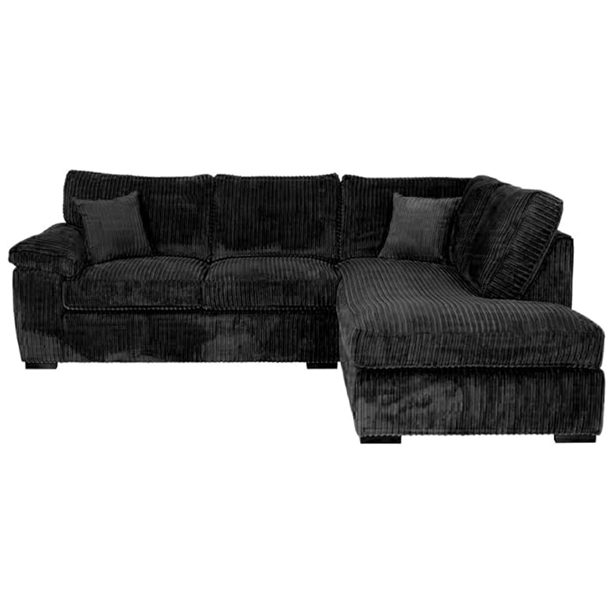 Corner Sofa - CORDURA Full Back Jumbo Cord Right Hand Black - Home Done