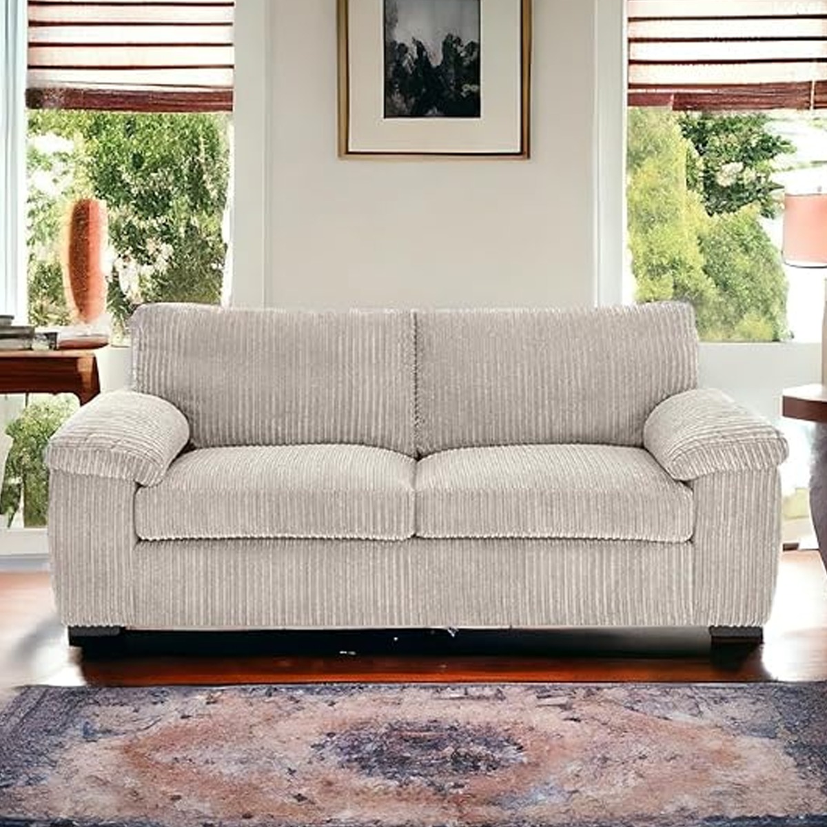 3 Seater Sofa - CORDURA Full Back Jumbo Cord Sofa Cream - Home Done
