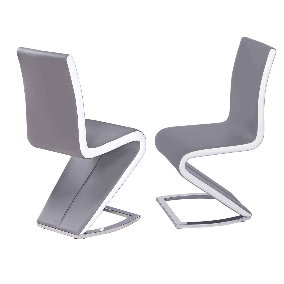 Crediton Modern Dining Chair with White PU Sides 2pc - Grey - Sigrid Mills