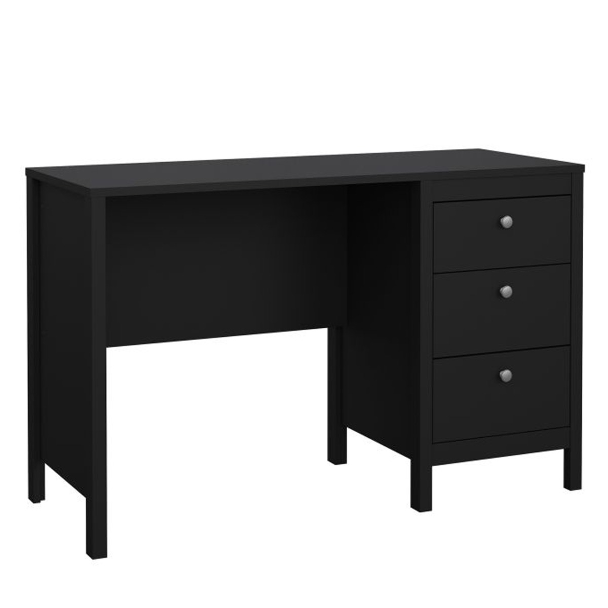Preston 3 Drawers Computer Desk - Matt Black - Rosalind Collection