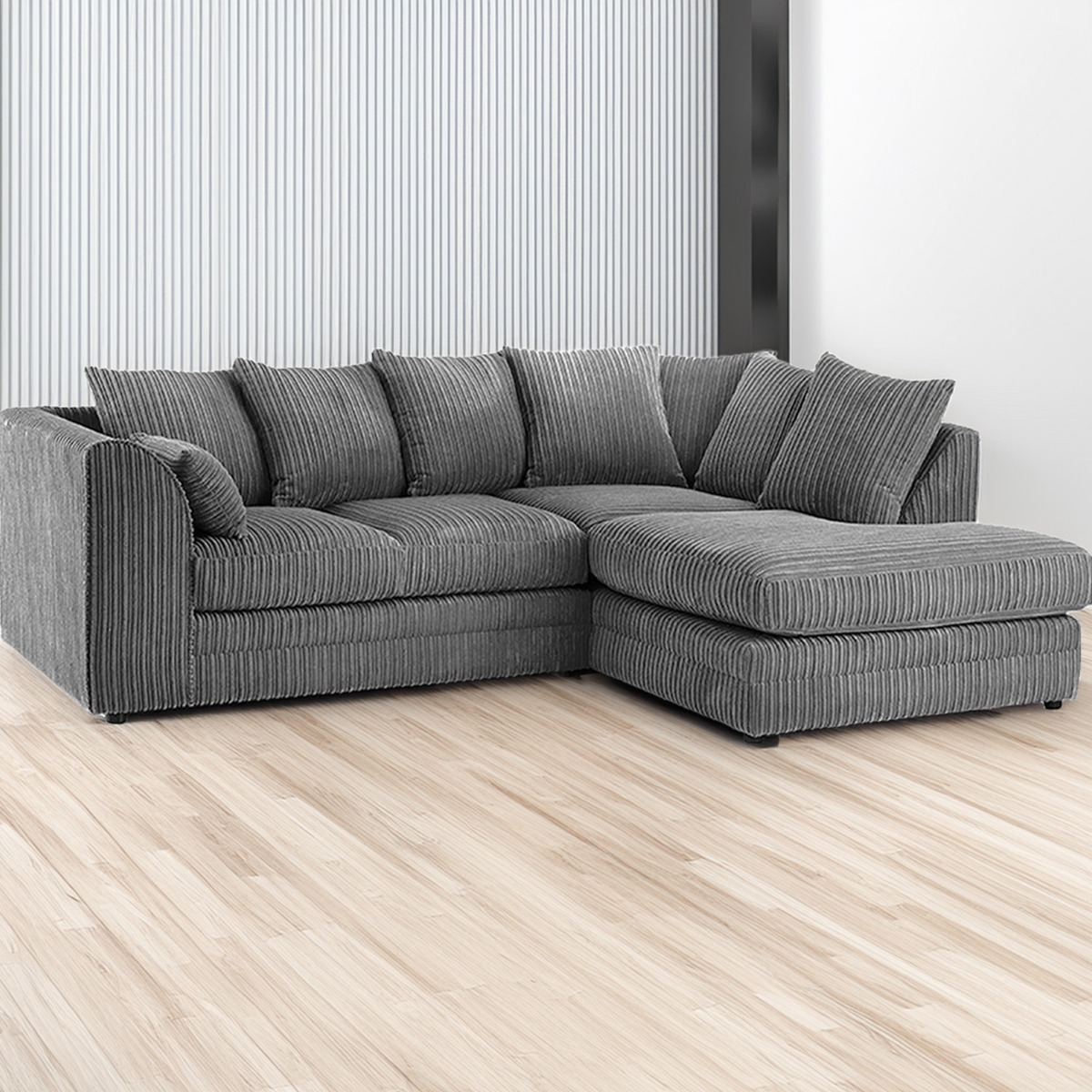 Desmond Jumbo Cord Corner Sofa - Grey - Home Done