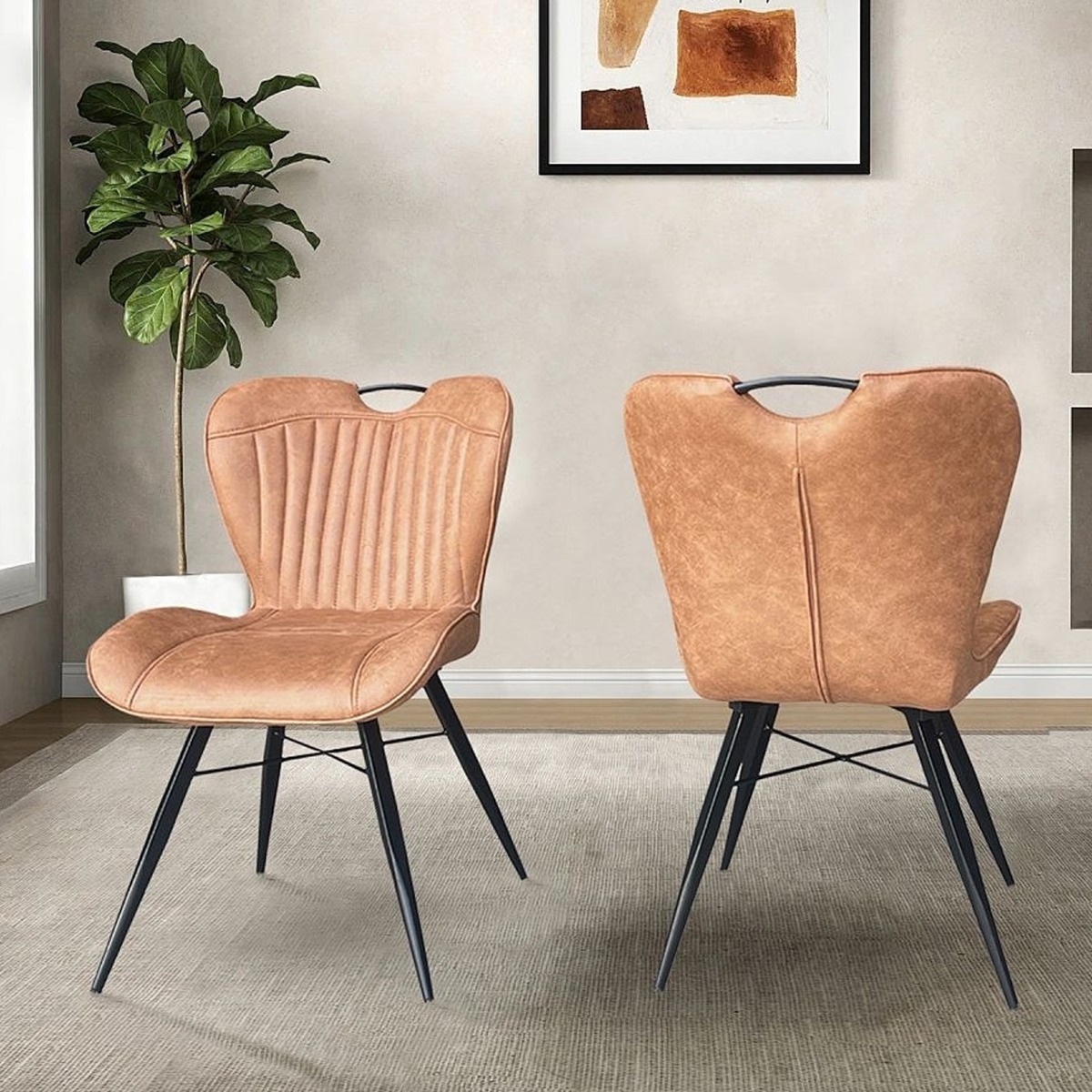 Crosby Camel Fabric Dining Chair Set of 2 - Cybil & Clive