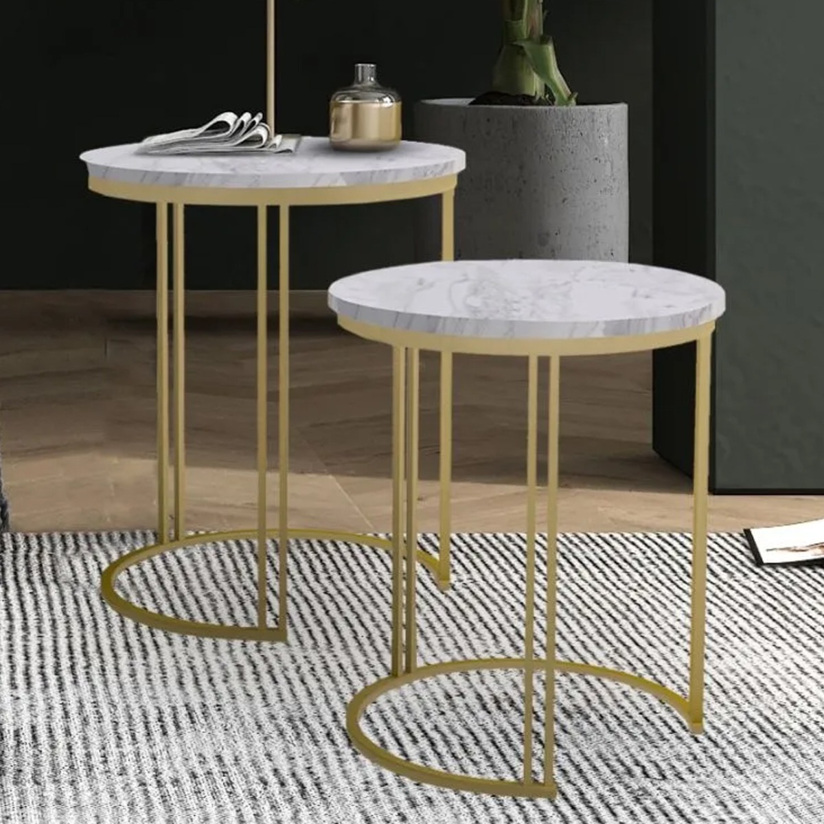 Crosby Marble Round Nest of 2 Table - Cybil & Clive