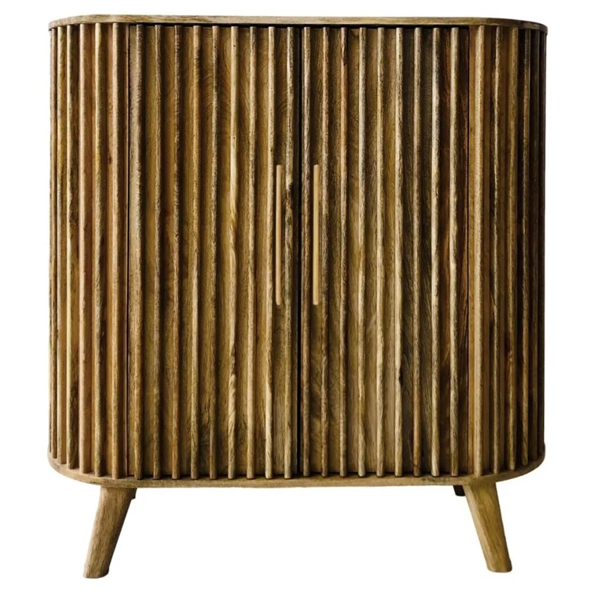 Crosby Mango Wood Slated Design 2 Door Sideboard with Drawer - Light Finish - Cybil & Clive
