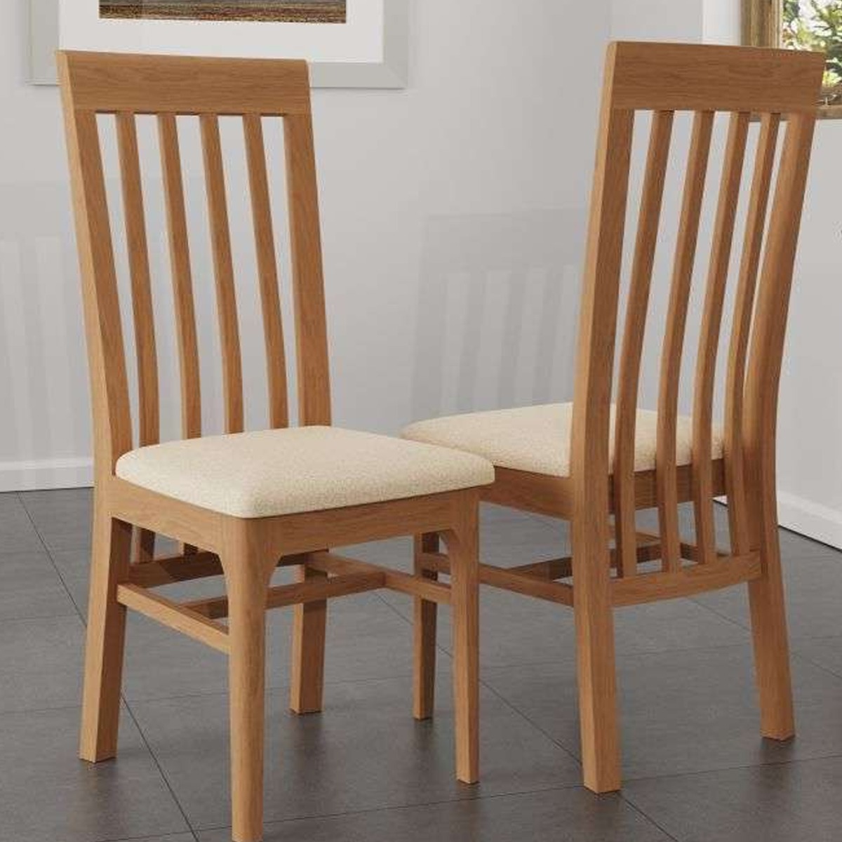 Norwich Slat Back Design Dining Chair Fabric - Oak - Kettle Homes