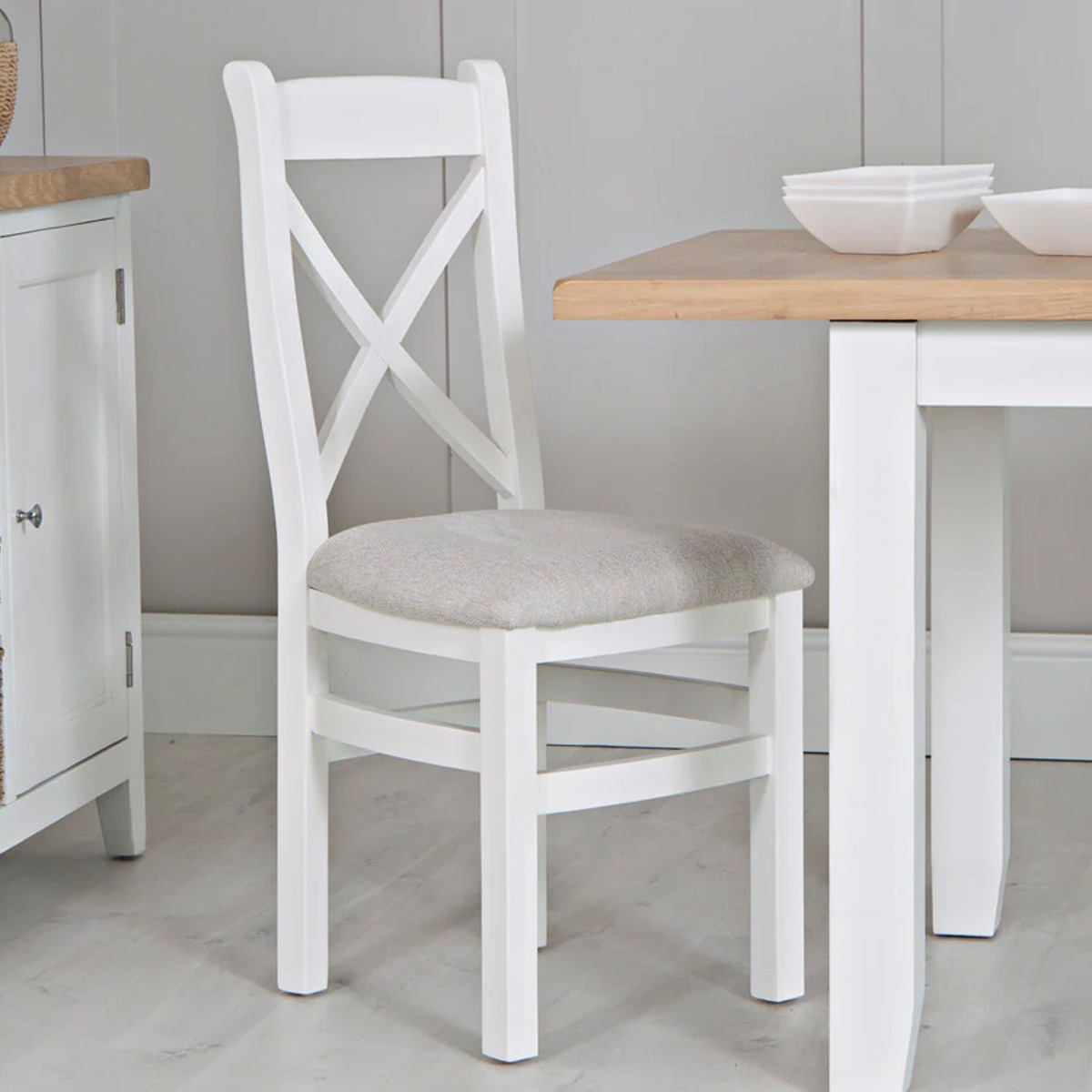 Quantum Cross Back Cushioned Seat Dining Chair - White - Kettle Homes