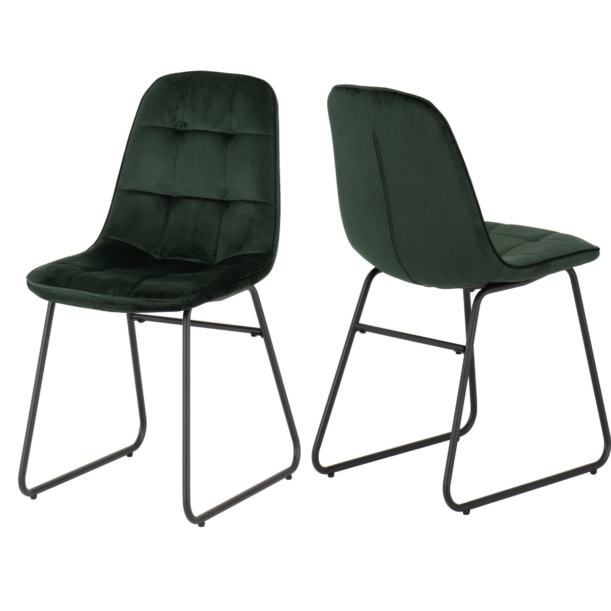 Hamilton Large Dining Set with Lukas Chairs - Oak Effect Black Emerald Green Velvet - Budget Deals