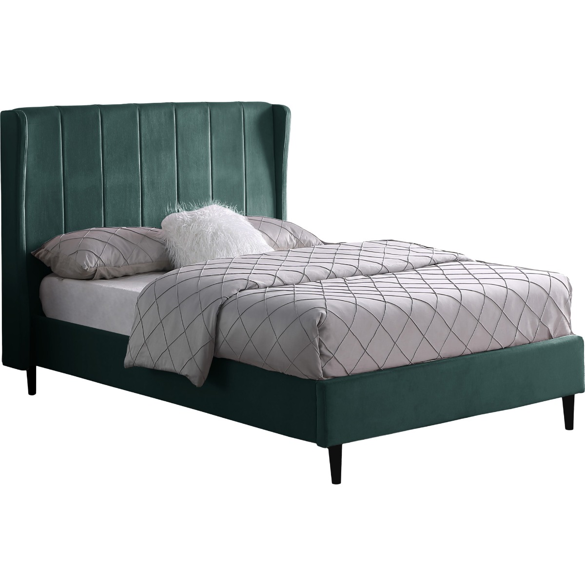 Amelia 5ft Kingsize Bed - Green Velvet Fabric - Budget Deals