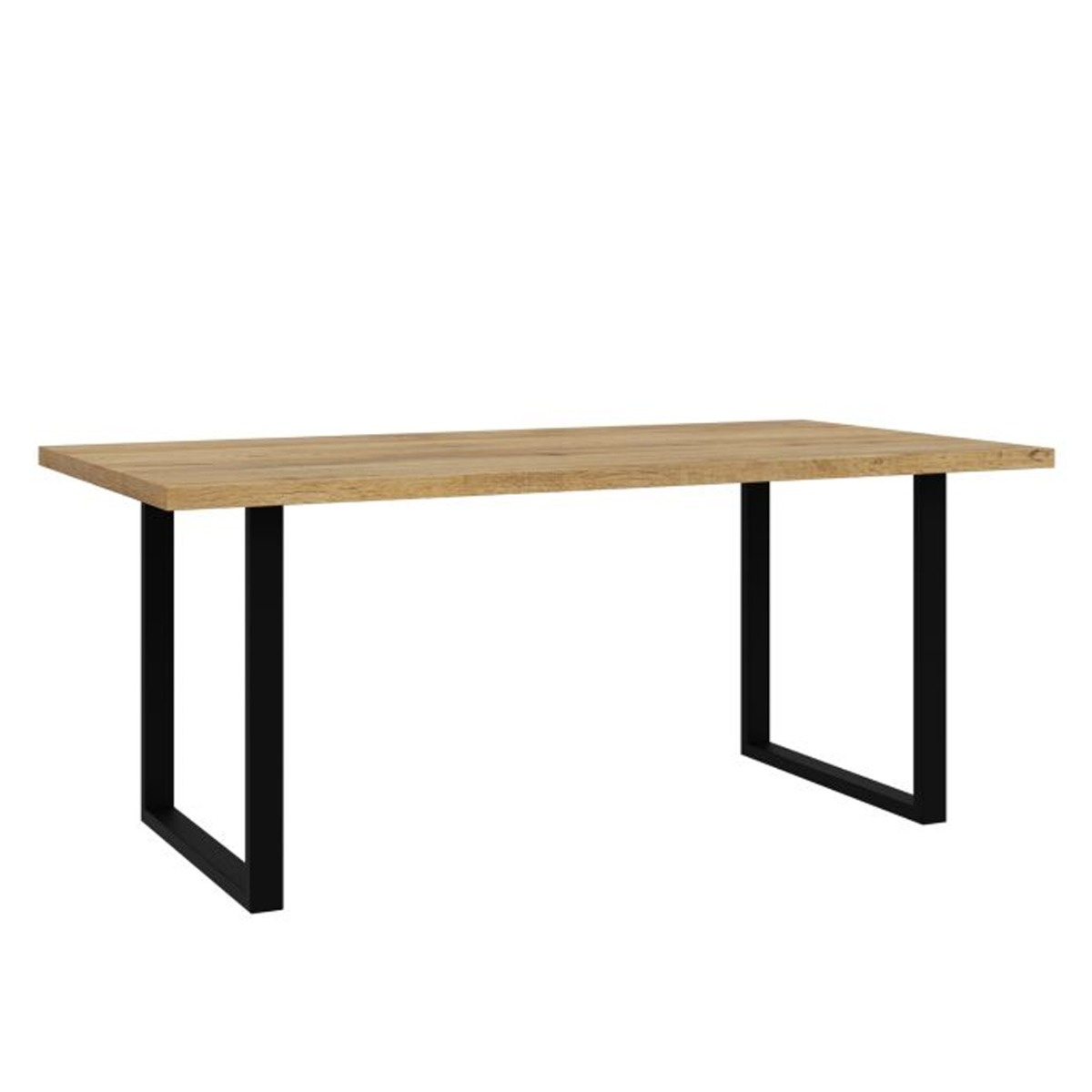 Cherwell Matt Black Metal Frame Dining Table - Oak - Rosalind Collection