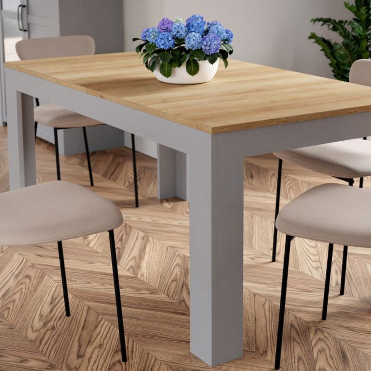 Extending Dining Table 160-207cm - Grey Oak - Rosalind Collection
