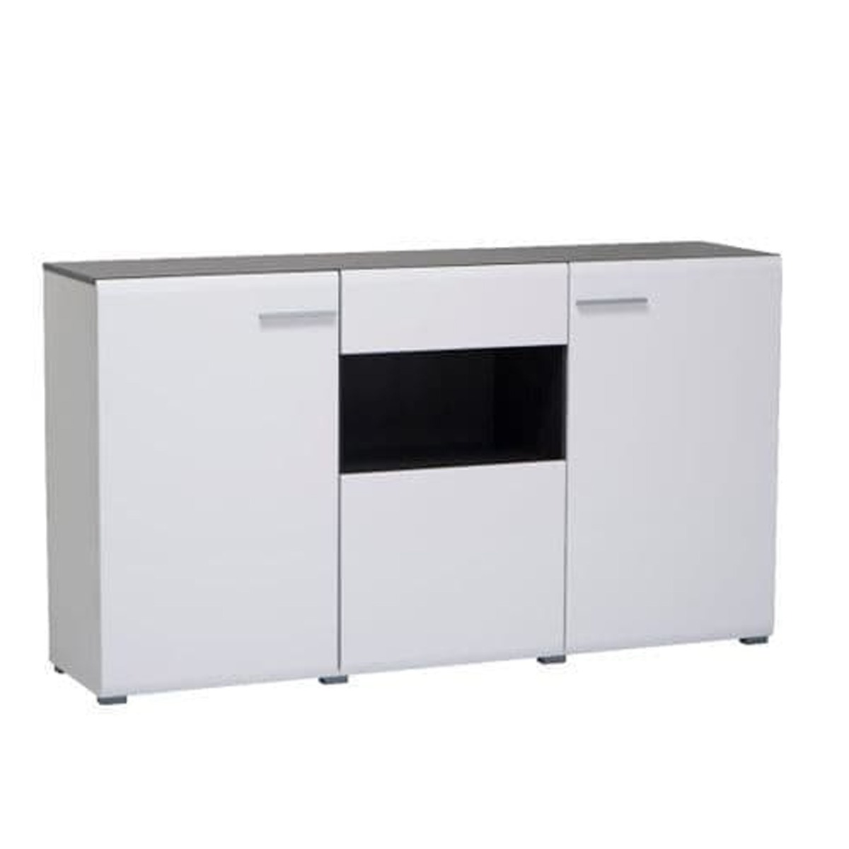 Bannister Gloss White and Black Top Sideboard - Dalton Home