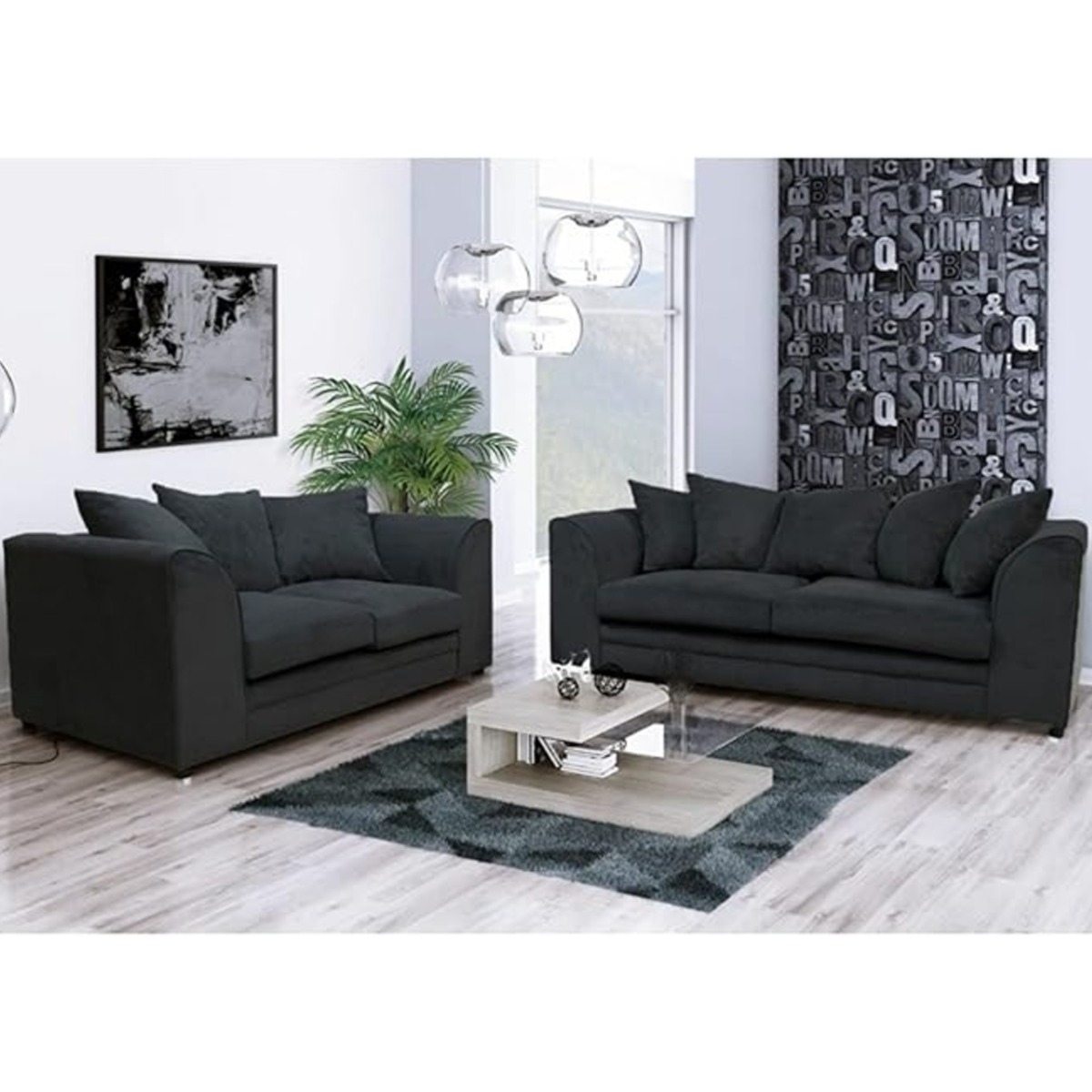 Dowey Modular Design Chenille Fabric 3 Seater and 2 Seater Sofa Set - Black and Other Colours - Home Done