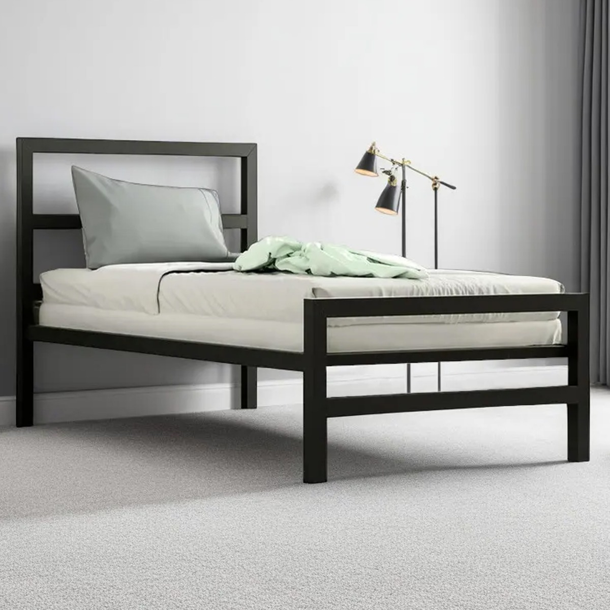 Eaton Contract Mesh Metal Bed - 3ft Single Black - Beds-To-Go