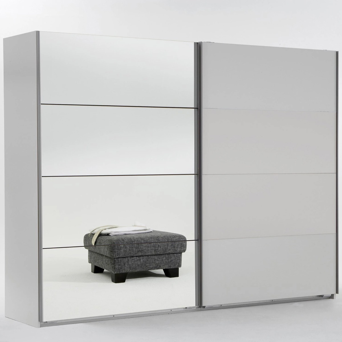 ERASMUS 2 Door Mirrored Sliding Wardrobe White - 225cm - Wimex Distribution