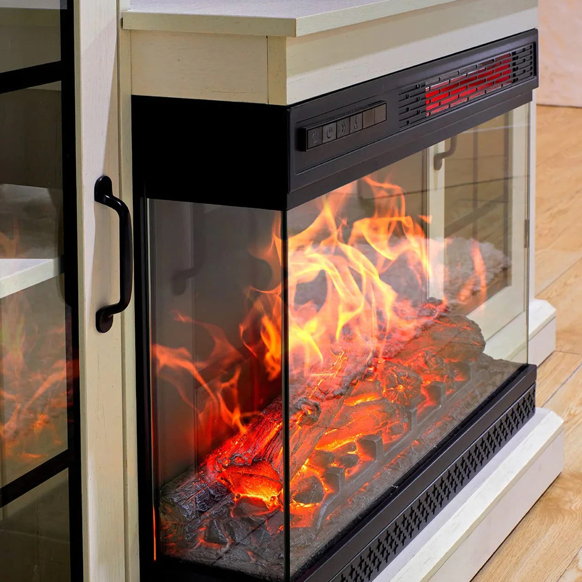 3 Sided Electric Fireplace with Remote Control Flame Colours Orange/ Blue/Purple - Daily Deals