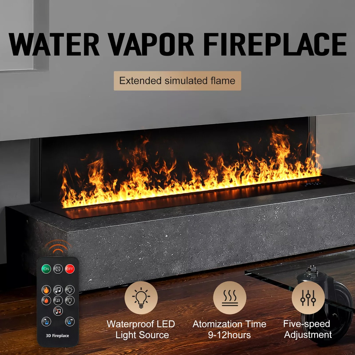 Modern Look Electric Fireplace with Remote Control 3D Water Vapor Firepalce with Single - Bedroom & More