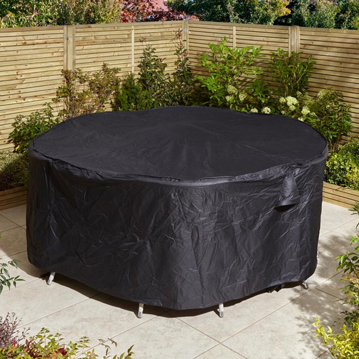 Valerie All Weather Outdoor Round Furniture Black Cover with UV Protection - 250x93cm - Etta Gardens