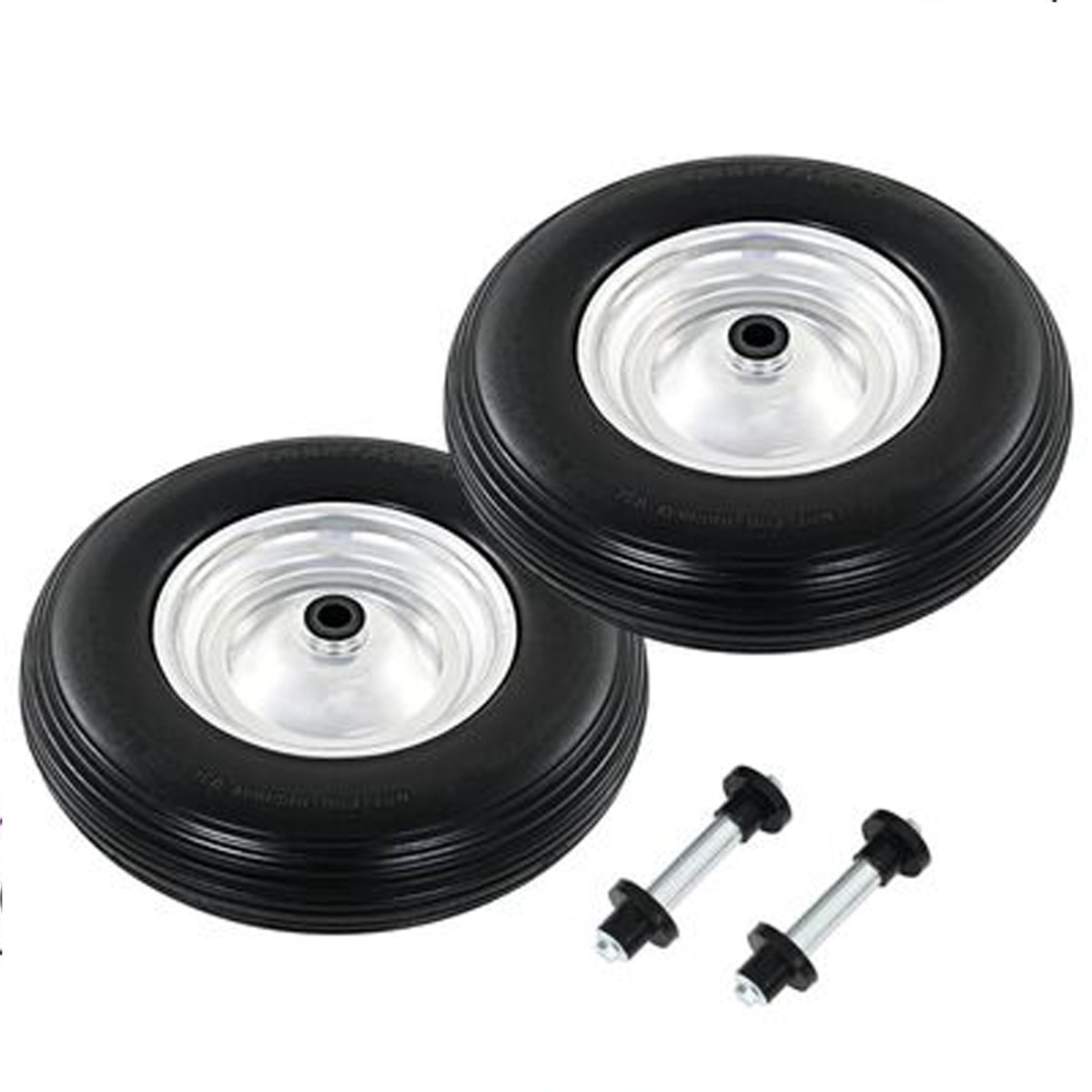 Wheelbarrow Wheels 2 Pcs with Axles Solid PU 4.00-8 390mm - Decor Base