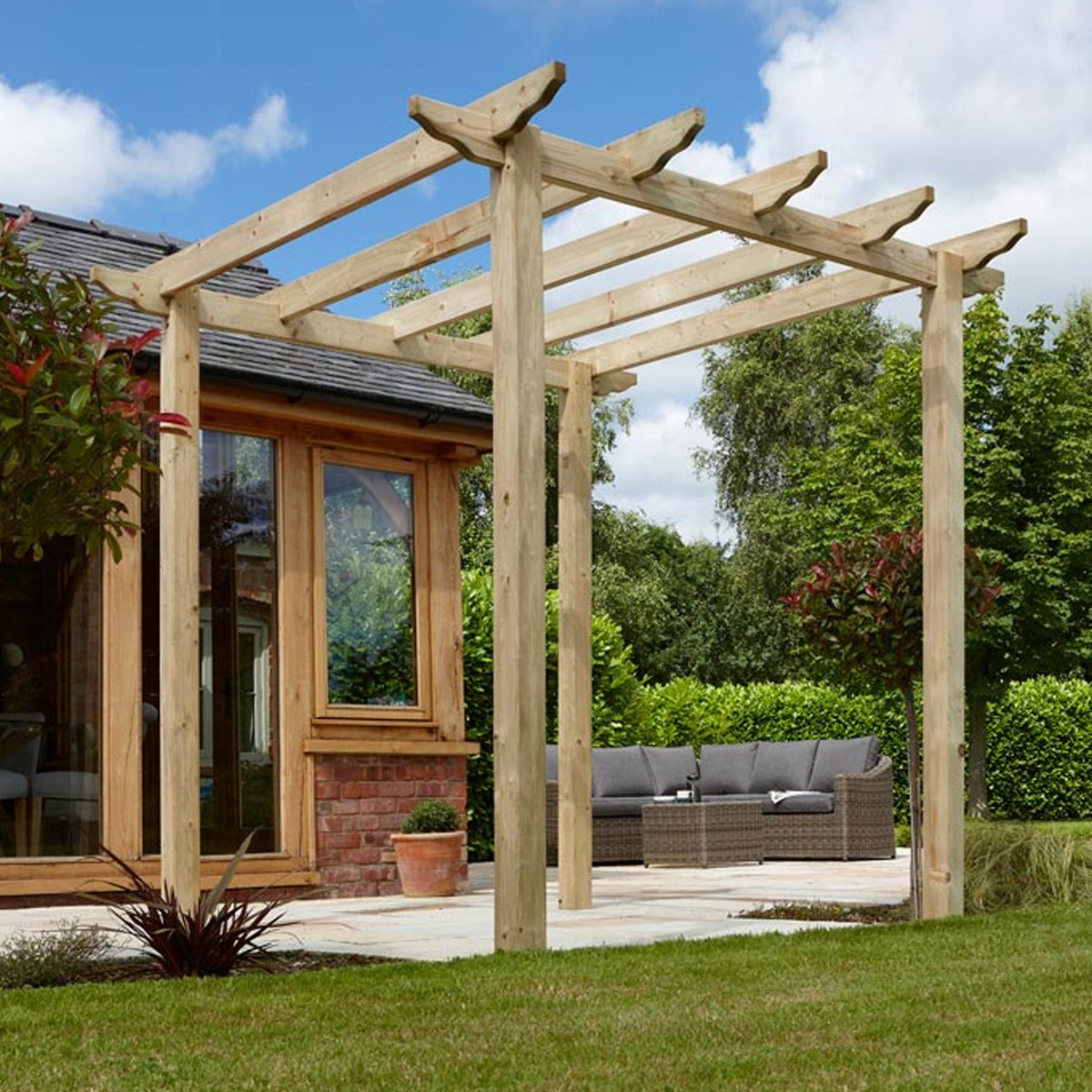 Alex Traditional Pergola with Pressure Treated Timber and Planed Finish - Etta Gardens