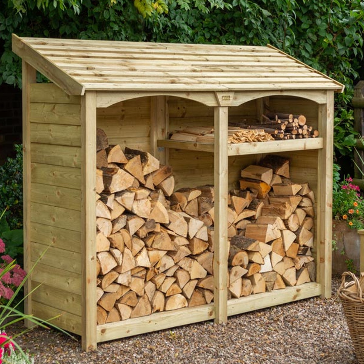 Premium Byers Double Log Store - Natural TImber Finish - Etta Gardens