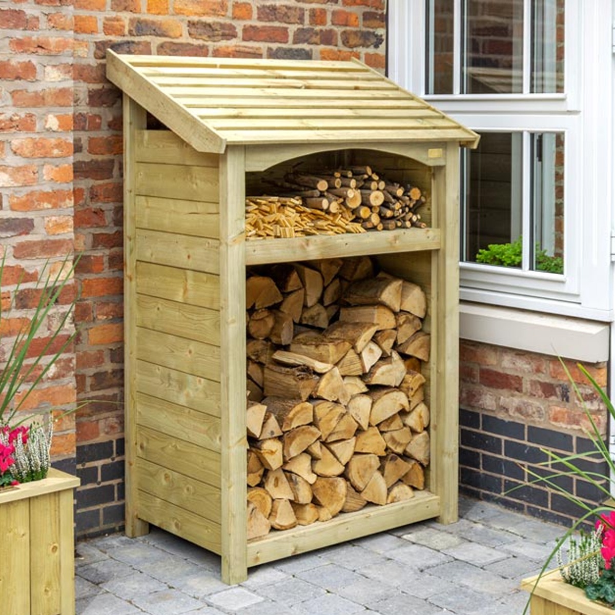 Premium Byers Single Log Store - Natural TImber Finish - Etta Gardens