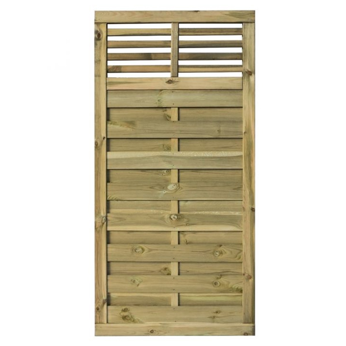Classic Design Natural Timber Finish Pressure Treated 3x6 Horizontal Slatted Gate Panel with Bar Detailing - Etta Gardens