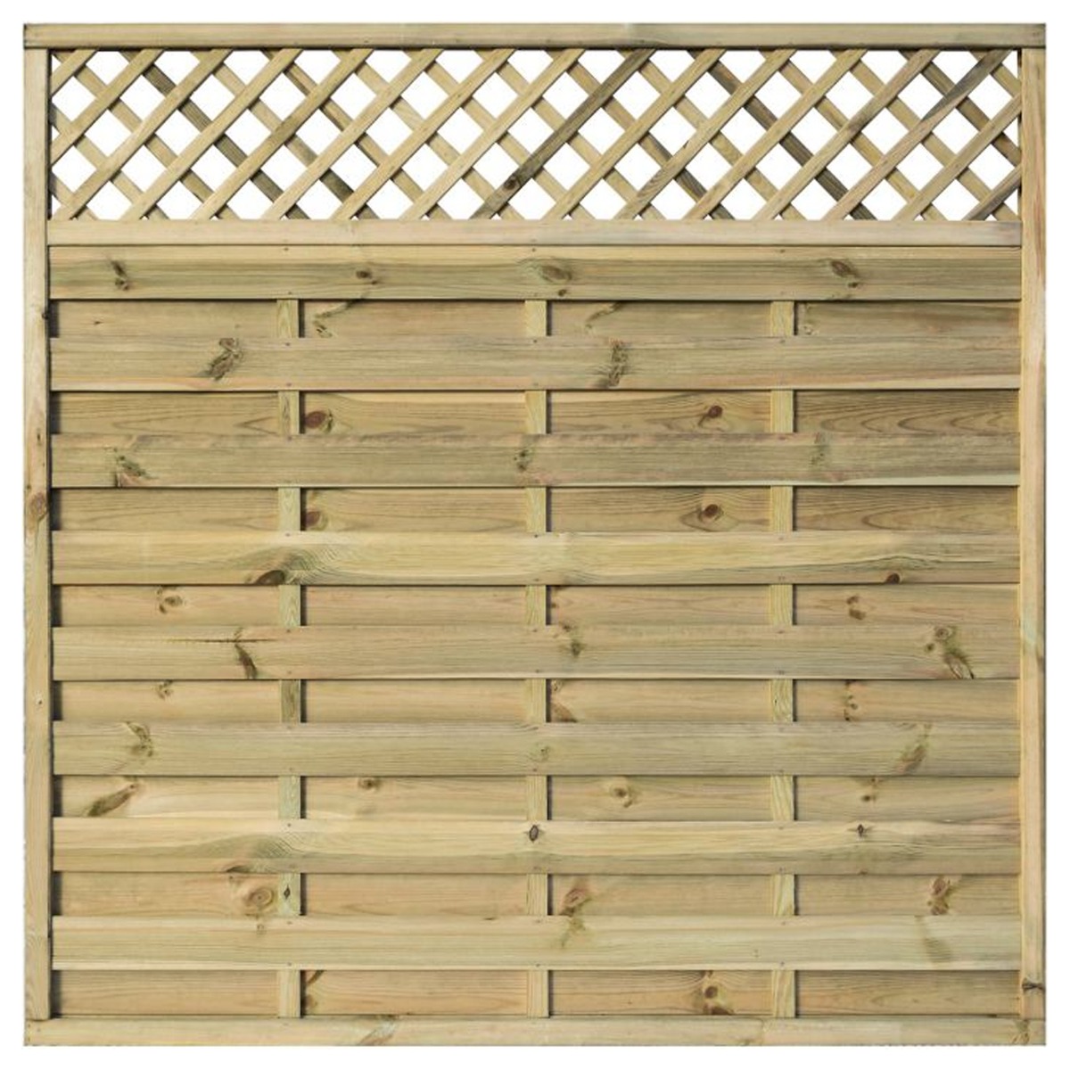 Classic Lattice Infill Design Natural Timber Finish Pressure Treated 6x6 Slatted Panel - Set of 3 - Etta Gardens
