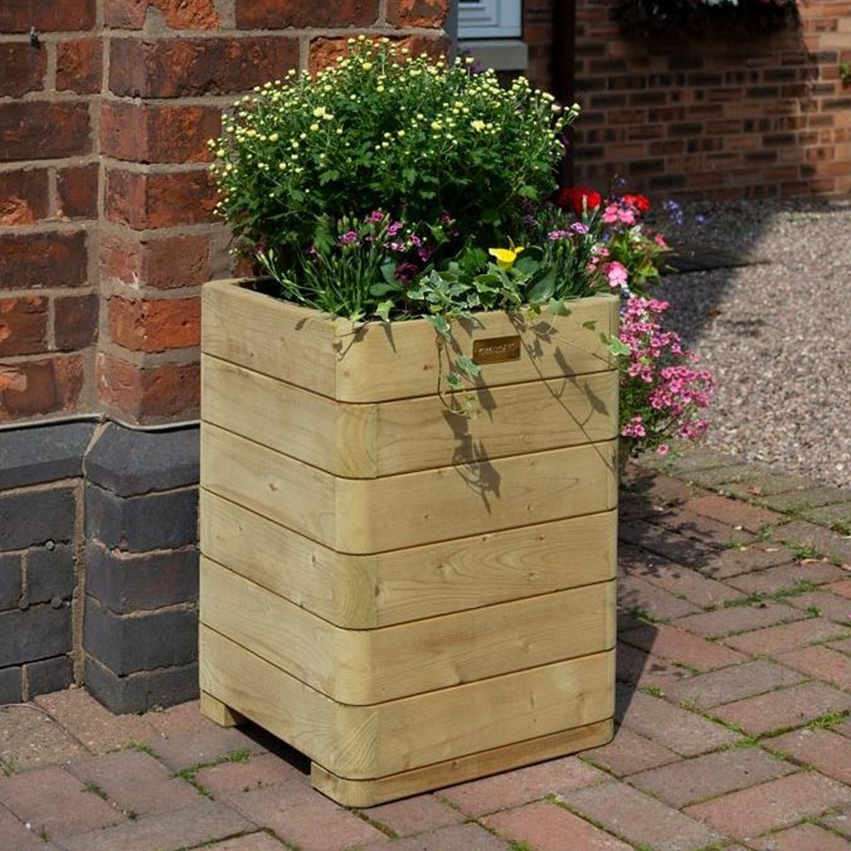 Marberry Patio Tall Planter with Curved Front - Natural Finish