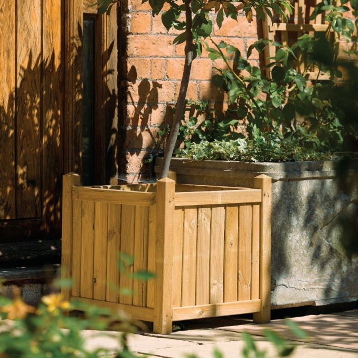 Small Square Planter with Natural Timber Finish - Etta Gardens