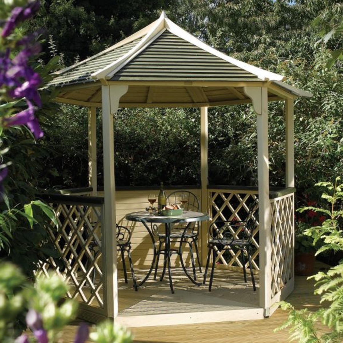 Durable and Stylish Garden Six Sided Wooden Gazebo with Customizable Panels - Etta Gardens