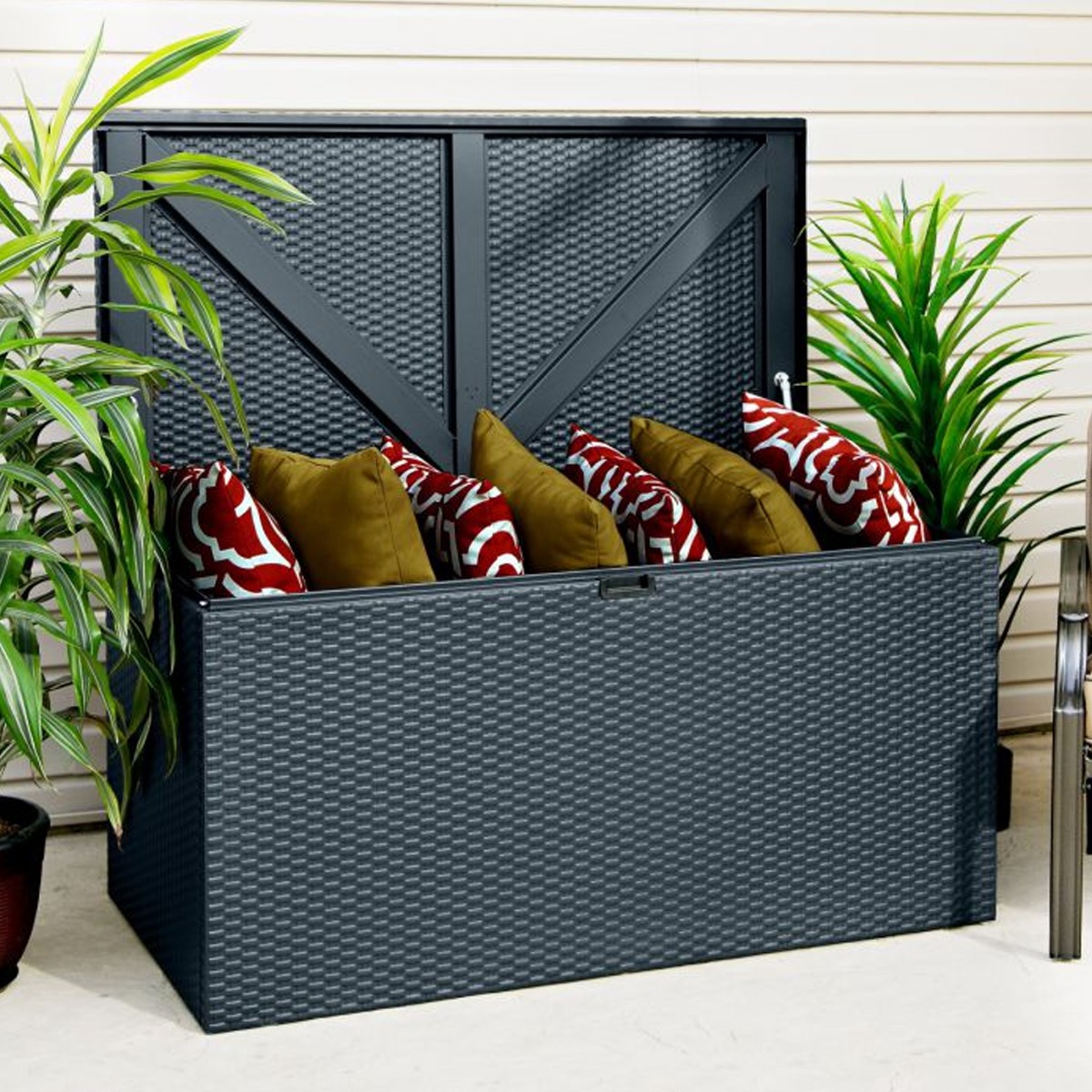 Rowlinson Rattan Effect Anthracite Grey Garden Storage - Etta Gardens