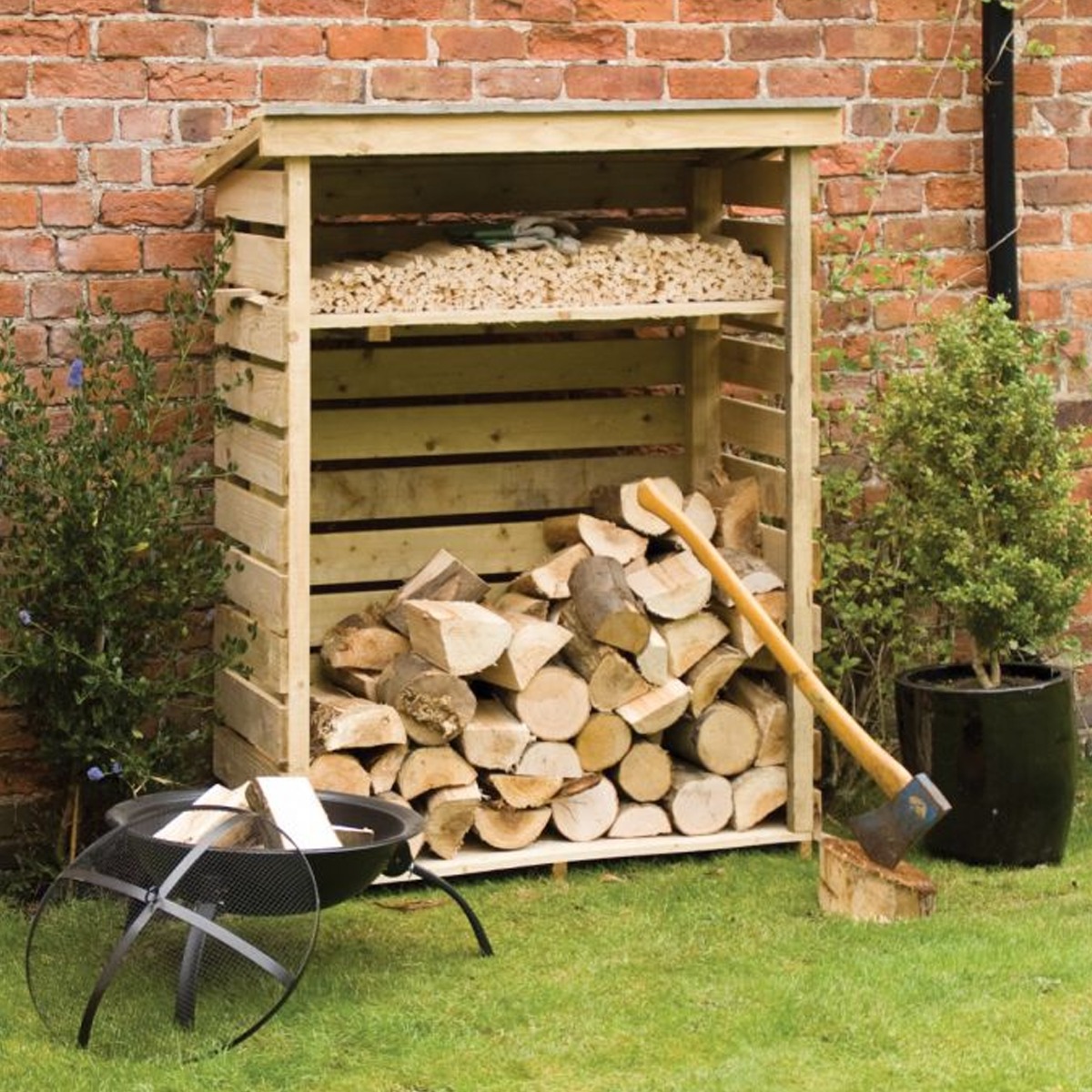 Natural Timber Finish Small Log Store - Etta Gardens