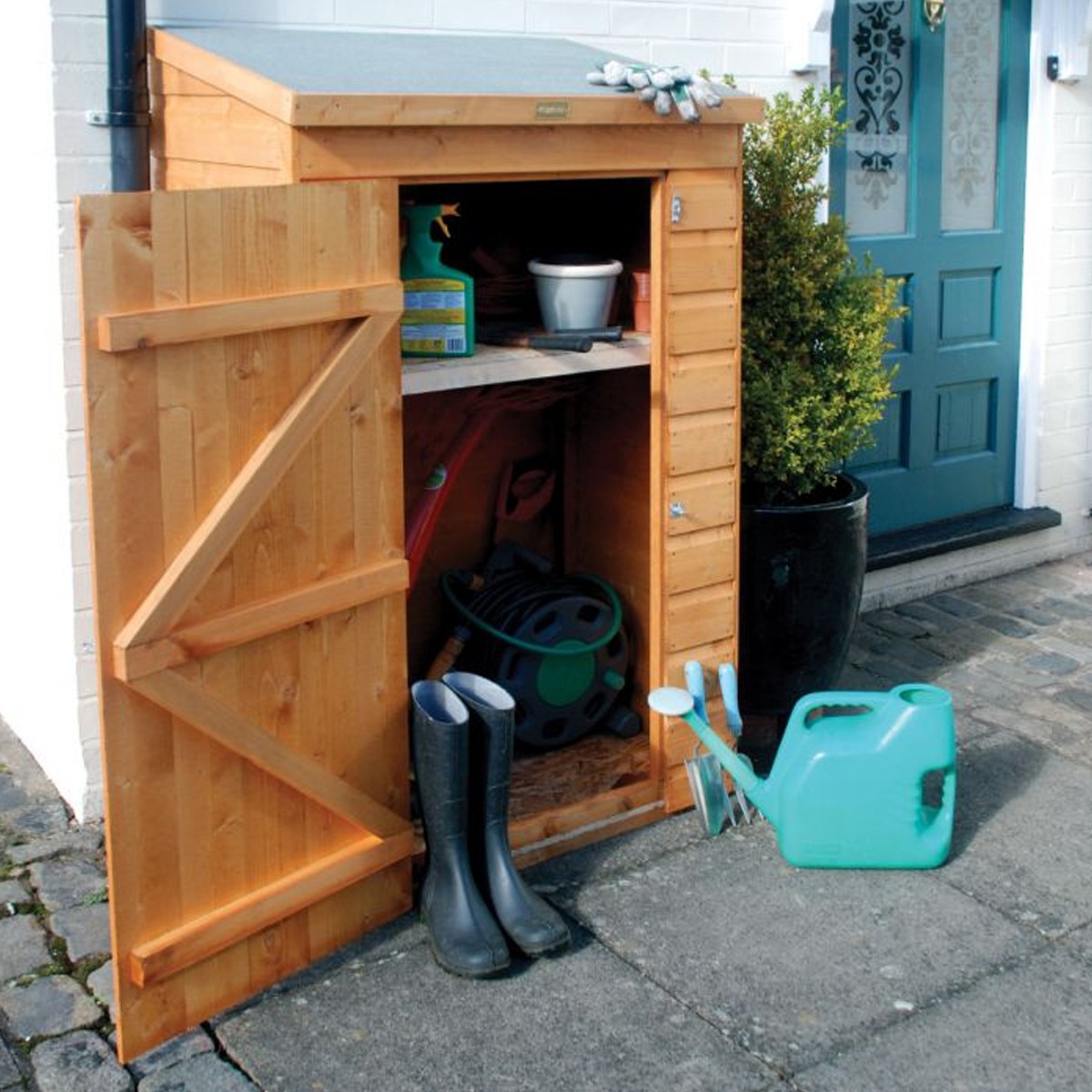 Rowlinson Shiplap Storage Shed Lockable Single Door, Shelf Included - Etta Gardens