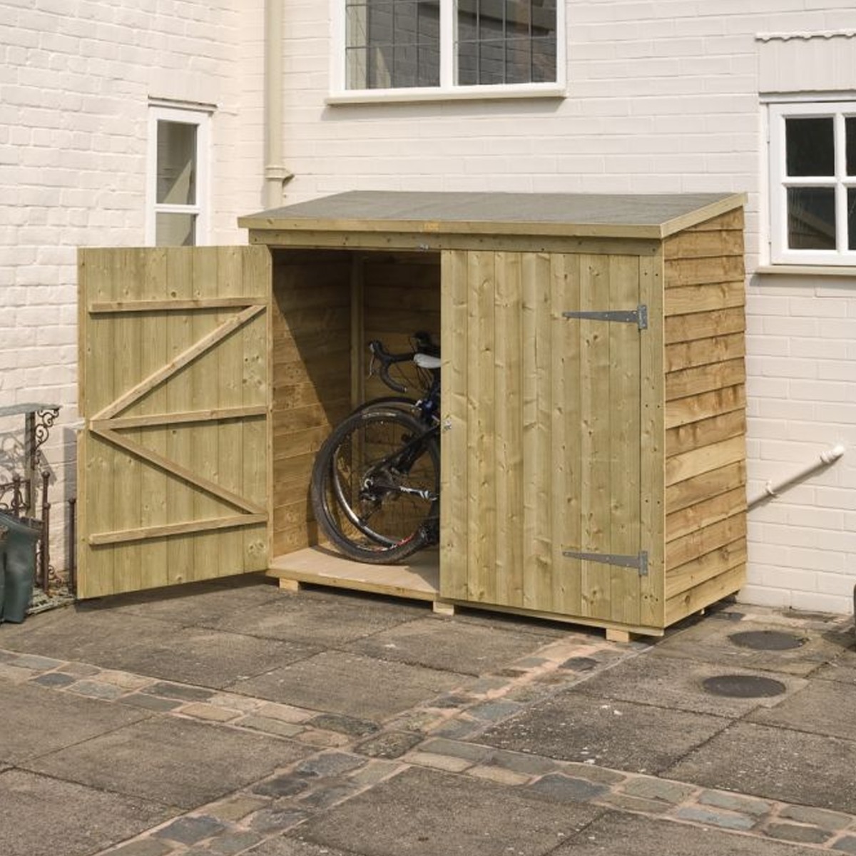 Rowlinson Pressure Treated Overlap Wall Store Storage Unit with Lockable Double Doors, Overlap Cladding - Etta Gardens