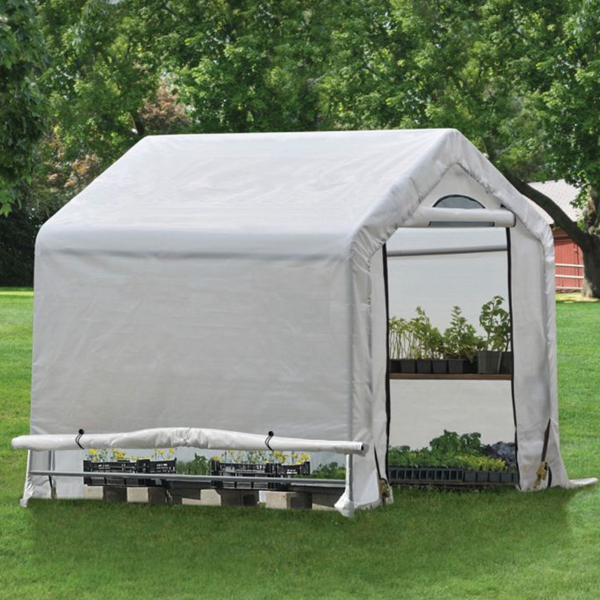 Dobson Greenhouse Plant Shelter with Translucent Ripstop Cover and Steel Frame - 6×6 - Etta Gardens