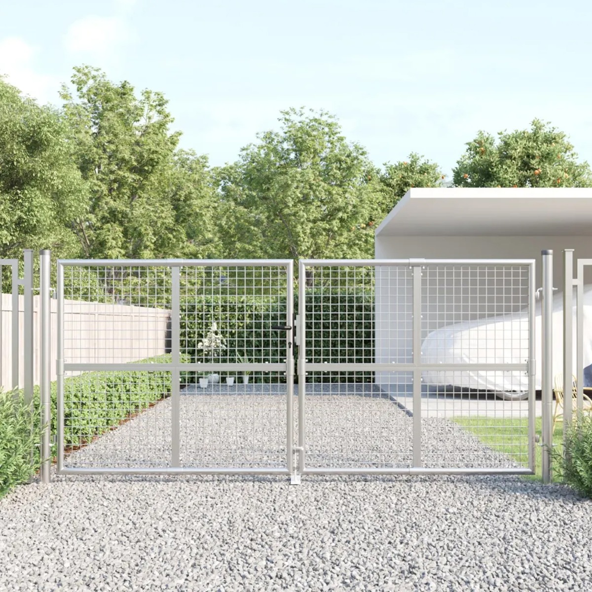 Mesh Garden Gate Silver 300x175cm Galvanised Steel - Merkel Designers