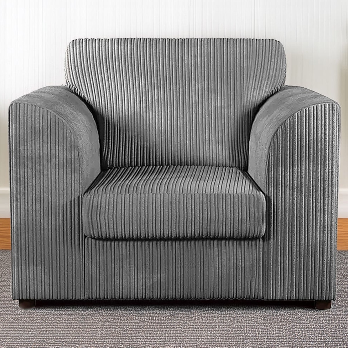 Desmond Jumbo Cord Upholstered Armchair - Grey - Home Done