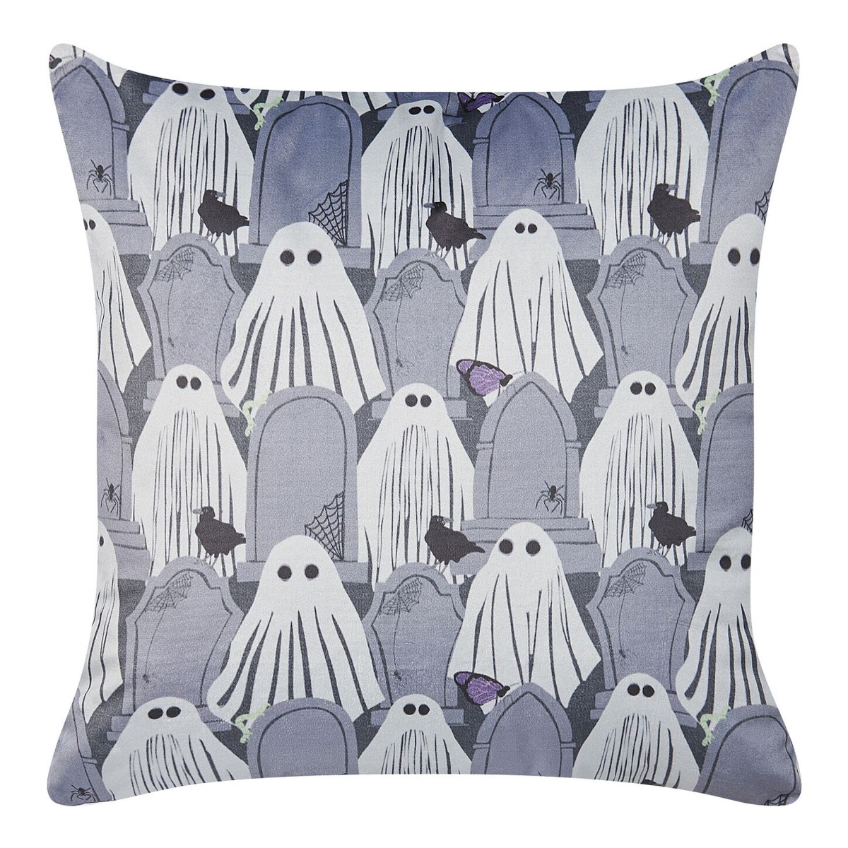 Ghostly Shadows Velvet Cushion 45x45cm - Grey - Gemini Interiors