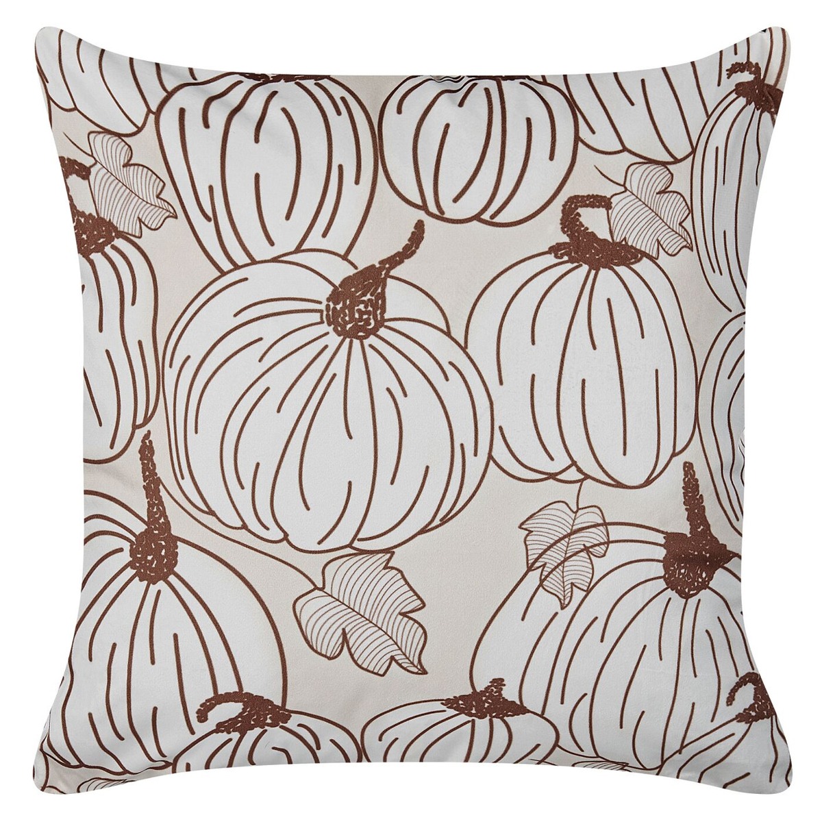 Halloween Pumpkin Velvet Cushion 45x45cm - Beige - Gemini Interiors