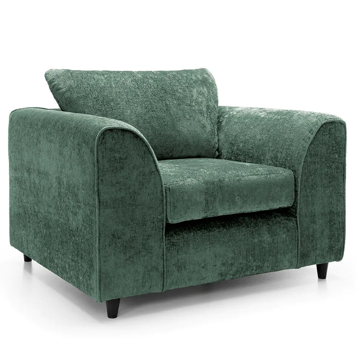 Armchair - HENRY Crushed Chenille Fabric Sofa Armchair - Rifle Green - Sofa Central