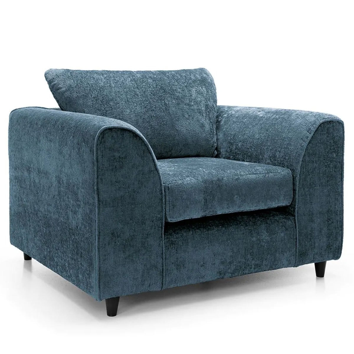 Armchair - HENRY Crushed Chenille Fabric Sofa Armchair - Dark Blue - Sofa Central