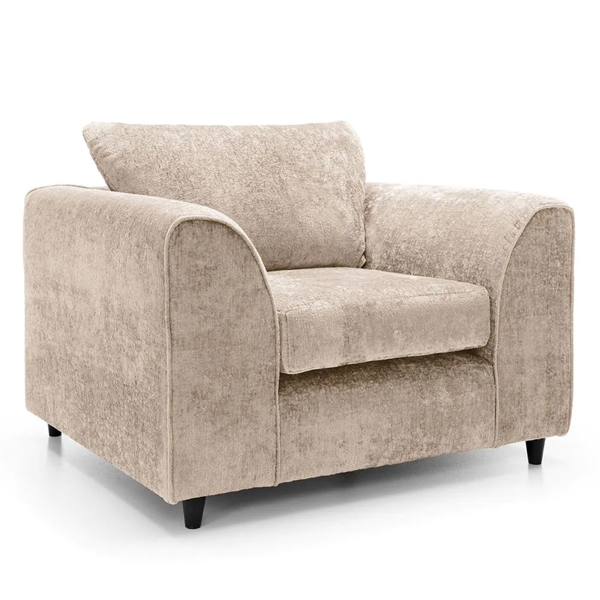 Armchair - HENRY Crushed Chenille Fabric Sofa Armchair - Cream - Sofa Central