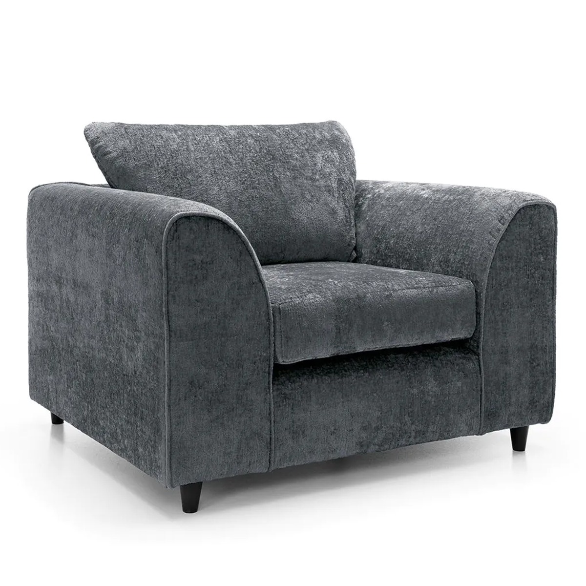 Armchair - HENRY Crushed Chenille Fabric Sofa Armchair - Dark Grey - Sofa Central