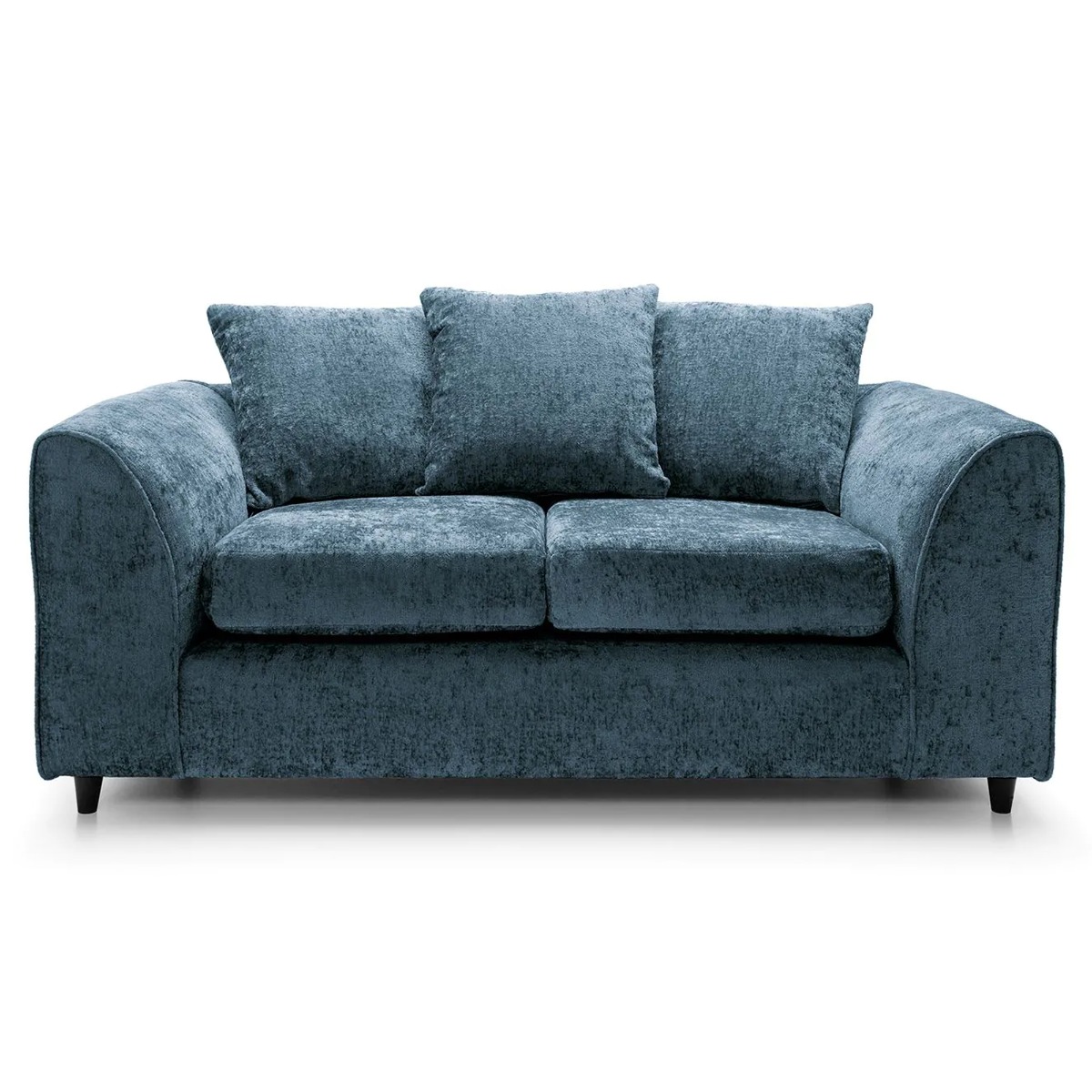 2 Seater Sofa - HENRY Crushed Chenille Fabric Sofa - Dark Blue - Sofa Central