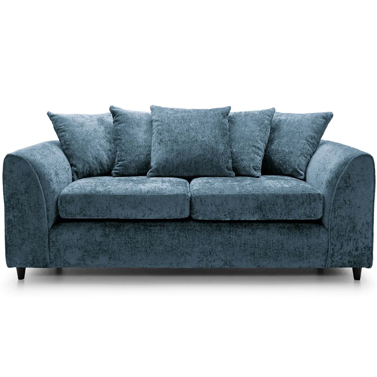 3 Seater Sofa - HENRY Crushed Chenille Fabric Sofa - Dark Blue - Sofa Central