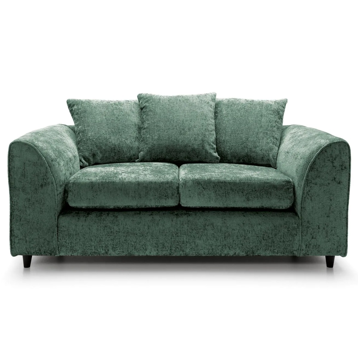 2 Seater Sofa - HENRY Crushed Chenille Fabric Sofa - Green - Sofa Central