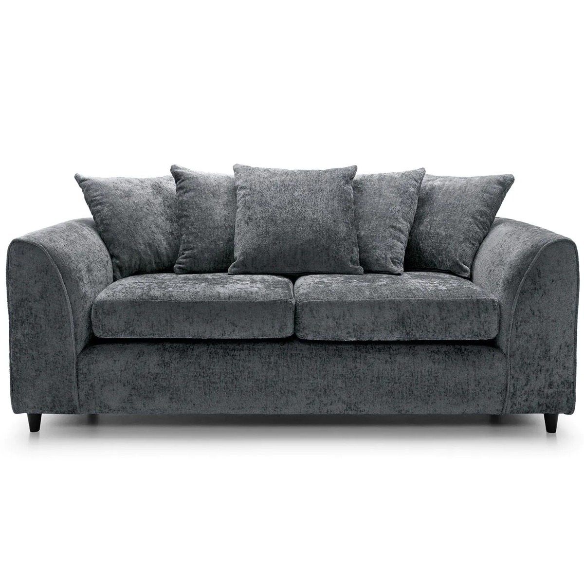 3 Seater Sofa - HENRY Crushed Chenille Fabric Sofa - Dark Grey - Sofa Central