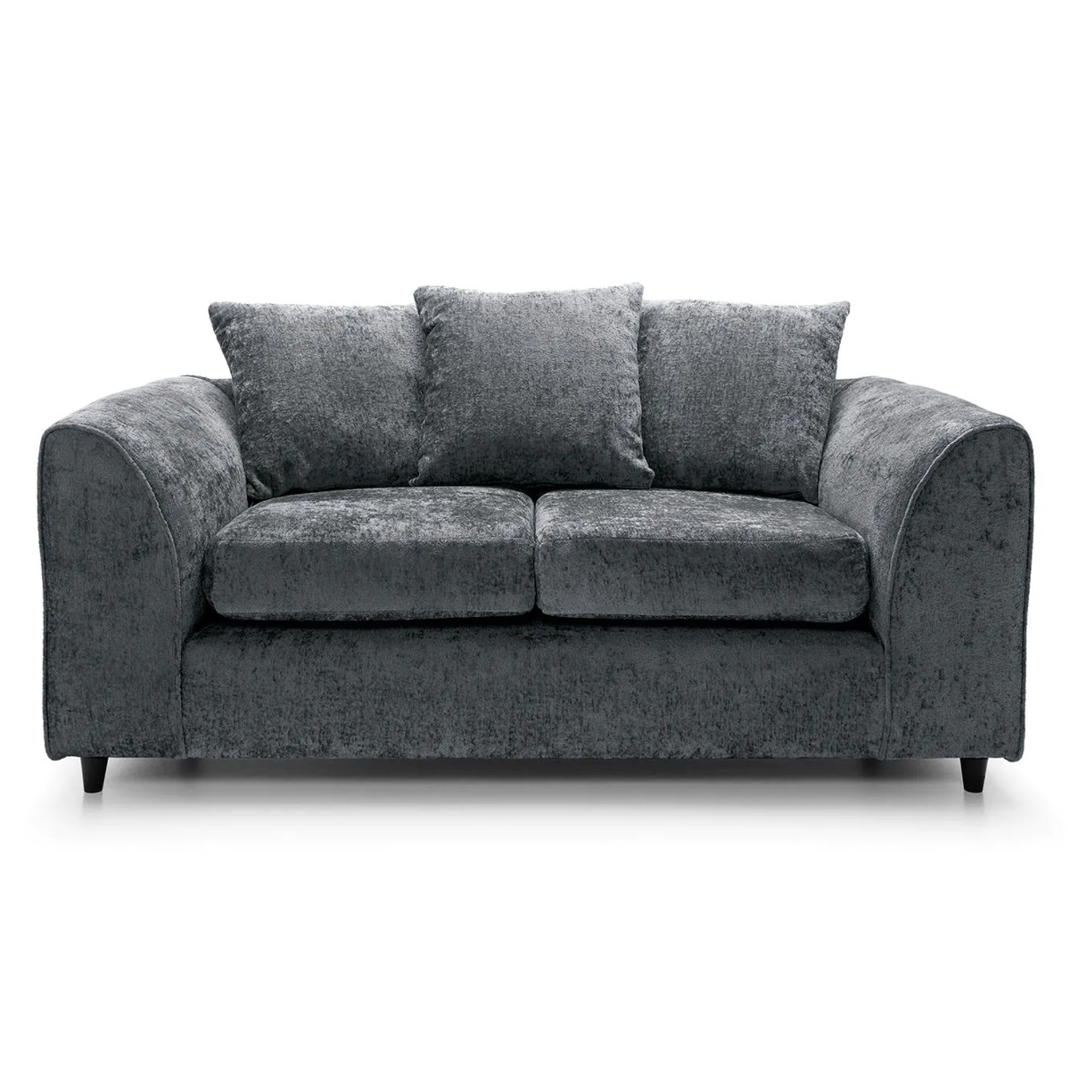 2 Seater Sofa - HENRY Crushed Chenille Fabric Sofa - Dark Grey - Sofa Central